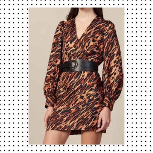 NWT SANDRO Paris - Lunas Silk Leopard Print Mini Dress S - Picture 4 of 13